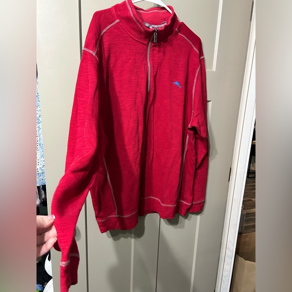 Tommy Bahama Red Quarter-Zip Pullover sweater Cotten blend